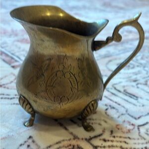 Antique-Style Brass Pitcher with Engraved Detail